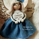 Aniołek w jeansowej spódniczce Anioł Stróż Zawieszka Na prezent