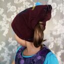 Komin polarowy dla dziecka z filcem boho - etno handmade z wełny merynosów (bordo)