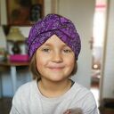 Fioletowa opaska turbanowa dla dziewczynki 5-8 lat - folk etno boho, na gumce