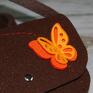 dla dziecka: torebka z brązowego i pomarańczowego filcu motylek - torba prezent
