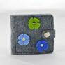filcowy filc portfel - mini z kwiatkami - zielony, błękit