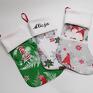Zielona Nitka upominki na mikołaja świąteczna na biała skarpeta na mikołajki but na prezenty