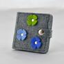 filcowy - mini z kwiatkami zielony, błękit, niebieski dla dziecka portfel
