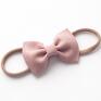 dla dziecka z lnu opaska do włosów linen bow dusty pink lniana kokarda