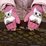 mitenki sowy rękawiczki dziecięce/różowe mitenki/białe