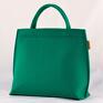 Zielony kuferek, torebka do ręki na długi pasek, średniej wielkości torba butelkowa stylowy