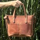 Damska mała Shopperka jasno - brązowa ze skóry Crazy Horse