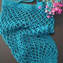 Siatka na zakupy, torba - turkusowa - mała, do ręki, robiona