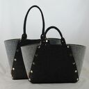 Filcowa torebka grafit i zielony z napami