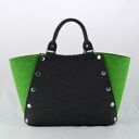 Filcowa torebka grafit i zielony z napami