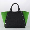 Filcowa torebka grafit i zielony z napami