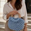Torba kosz z drewnianą rączką " Boho Wave Bag