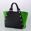 Filcowa torebka grafit i zielony z napami