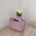 Koszyk - torba szydełkowa do ręki ze sznurka 25x20 cm