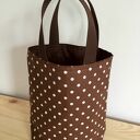 Lunch Bag by WKML brązowa - duże białe kropki