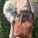 Damska mała Shopperka jasno - brązowa ze skóry Crazy Horse