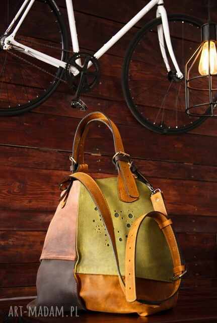 Idealna skórzana torba na co dzień w 4 kolorach wykonana ręcznie przez Ladybuq Art w rozmiarze S