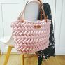 torebka na szydełku do ręki torba koszyk picnic bag - kolor jasny róż