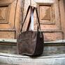torba damska ręcznie wykonana kuferek w kolorze brązowym mała torebka z kieszenią