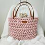 Babemi Love handmade torba koszyk " picnic bag" - kolor jasny torebka pudrówy róż
