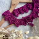 Kołnierzyk szydełkowy na szyję Bordo i Fuksja - handmade