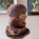 Ręcznie robiony komplet czapka i komin Tweed Ombre - miły i ciepły