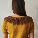 Brązowy kołnierzyk szydełkowy w stylu vintage - elegancki collar