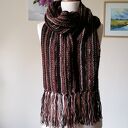 Długi szal boho Mus czekoladowy - ręcznie na drutach, unisex