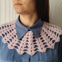 Różowy romantyczny kołnierzyk z alpaki i jedwabiu - handmade