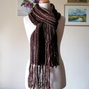 RĘCZNIE NA DRUTACH - Mus czekoladowy oryginalny, długi szal boho unisex
