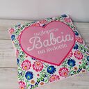 Poszewka na poduszkę dla Babci 40x40 - ręcznie robiona