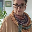 Lniana chusta boho z chwostami - ręcznie robiony szal na drutach
