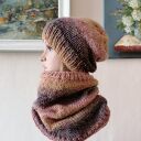 Ręcznie robiony komplet czapka i komin Tweed Ombre - miły i ciepły