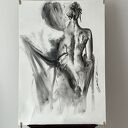 Kobieta - duży obraz 100x70 z węgla na papierze