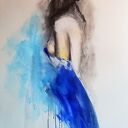Obraz Kobieta 100x70 cm w technice mieszanej Louka