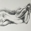 Love You - 70x60 cm, rysunek węglem na papierze w ciepłej bieli