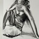 Lady 53x70 - duży obraz kobiety w technice węgla (53x70)