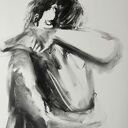 Lovers 100x70 - rysunek węglem do sypialni nad łóżko