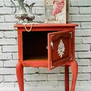 Ręcznie malowana szafka nocna shabby chic - Scandinavian Pink z ludwikowskimi dekorami