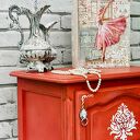 Ręcznie malowana szafka nocna shabby chic - Scandinavian Pink z ludwikowskimi dekorami
