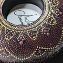 Świecznik Tealight Mandala - ręcznie robiony dotting w kolorach bordo, róż i złoto