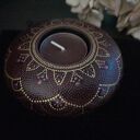 Świecznik Tealight Mandala - ręcznie robiony dotting w kolorach bordo, róż i złoto