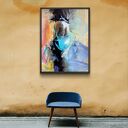 Chusta 100x70 cm - pastelowa inkografia kobiety do oprawy