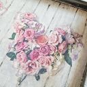 Romantyczna drewniana taca decoupage z sercami - duża taca dekoracyjna do kuchni