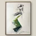 Green 50x70 - kobiecy szkic w zieleni