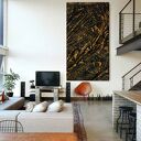 Efektowny duży obraz strukturalny abstrakcyjny płaskorzeźba 80x160cm