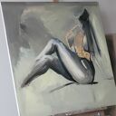 Golden - obraz kobiety na płótnie 90x90