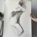 Duży obraz „Kobieta” w technice węgla 100x70 cm - Louka