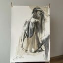 Lady 100x70 - czarno-biała grafika kobieca do salonu i sypialni