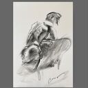 Szkic mężczyzny z węgla 100x70 cm - czarno-biała grafika do domu